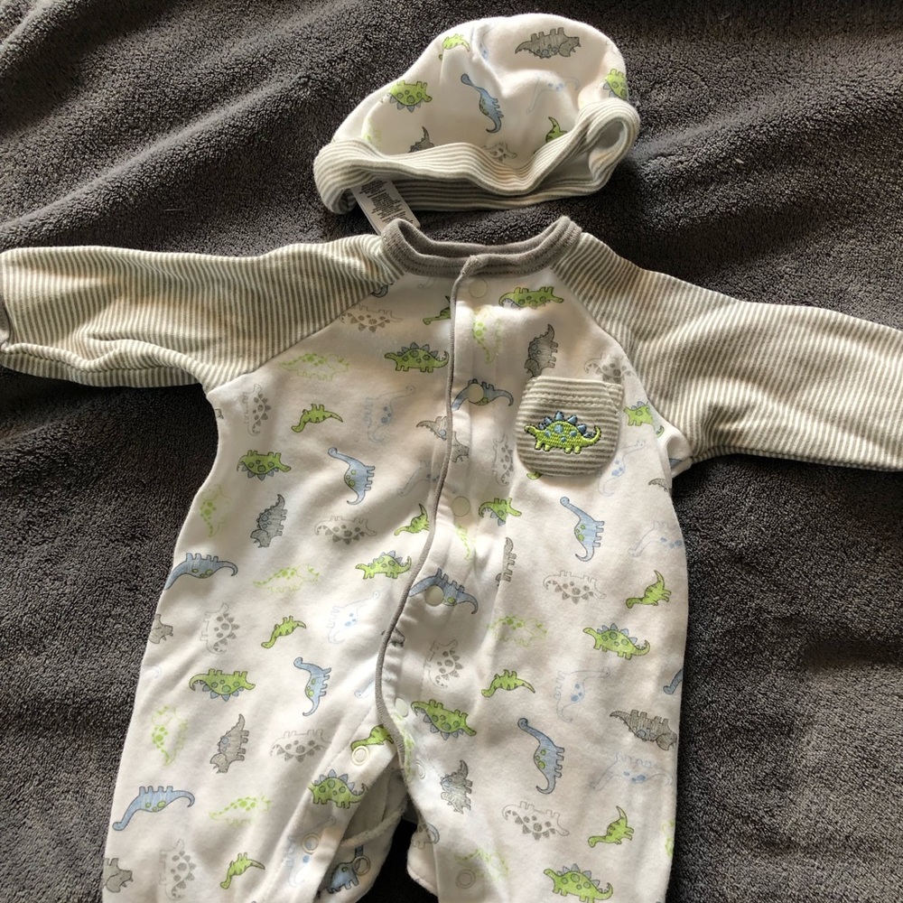 Dinosaur pajamas and matching hat